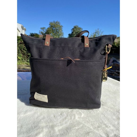 Riveter Military Spouse Designed & crafted Tote -Ada Black Bag Made In USA - Picture 2 of 6